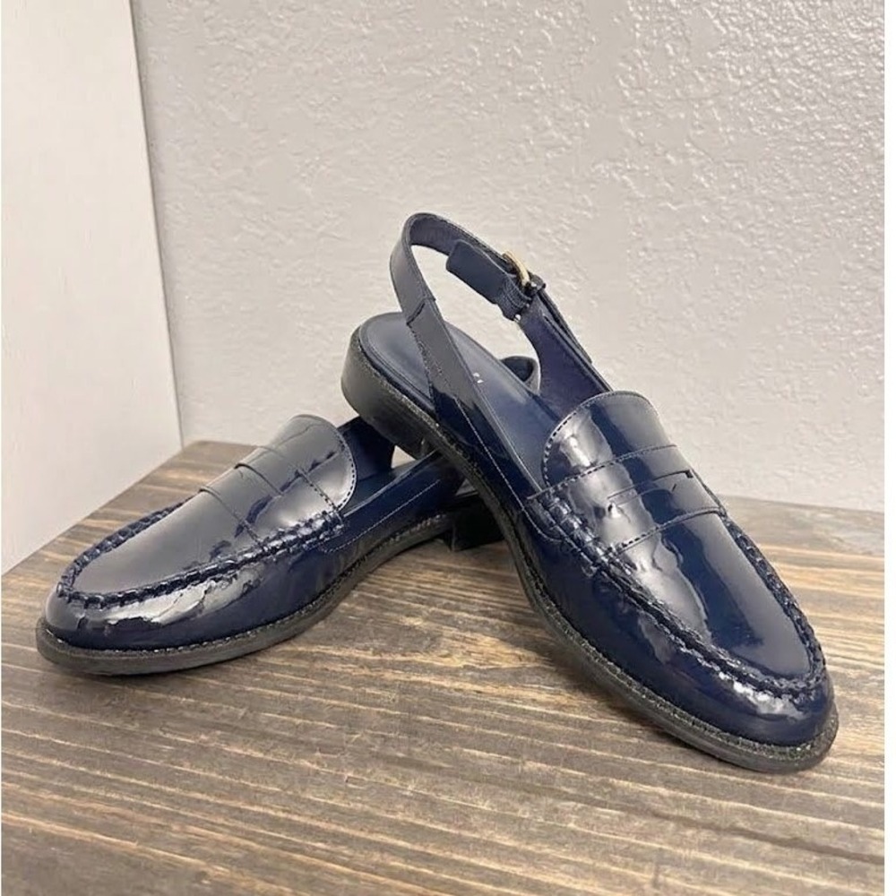 NWT Navy Blue Slingback Penny Loafers Flats Office Business Casual Size 9